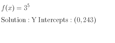 The f(x)=3^5 is Y Intercepts: (0,243)